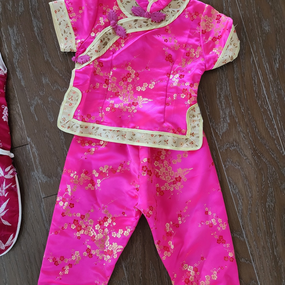 Pink Floral Toddler Cheongsam/ao dai Set